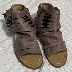 Not Rated Brown Strappy Peep Toe Sandals